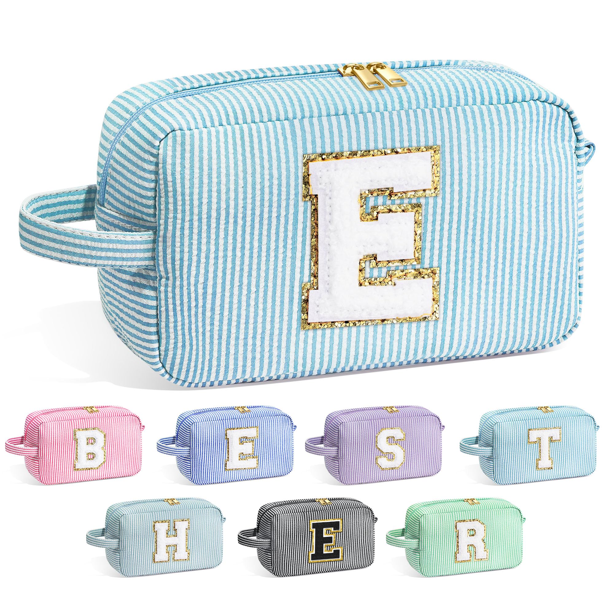 YOOLIFE bridesmaid makeup bag with monogram front shows personalized initials for a stylish gift