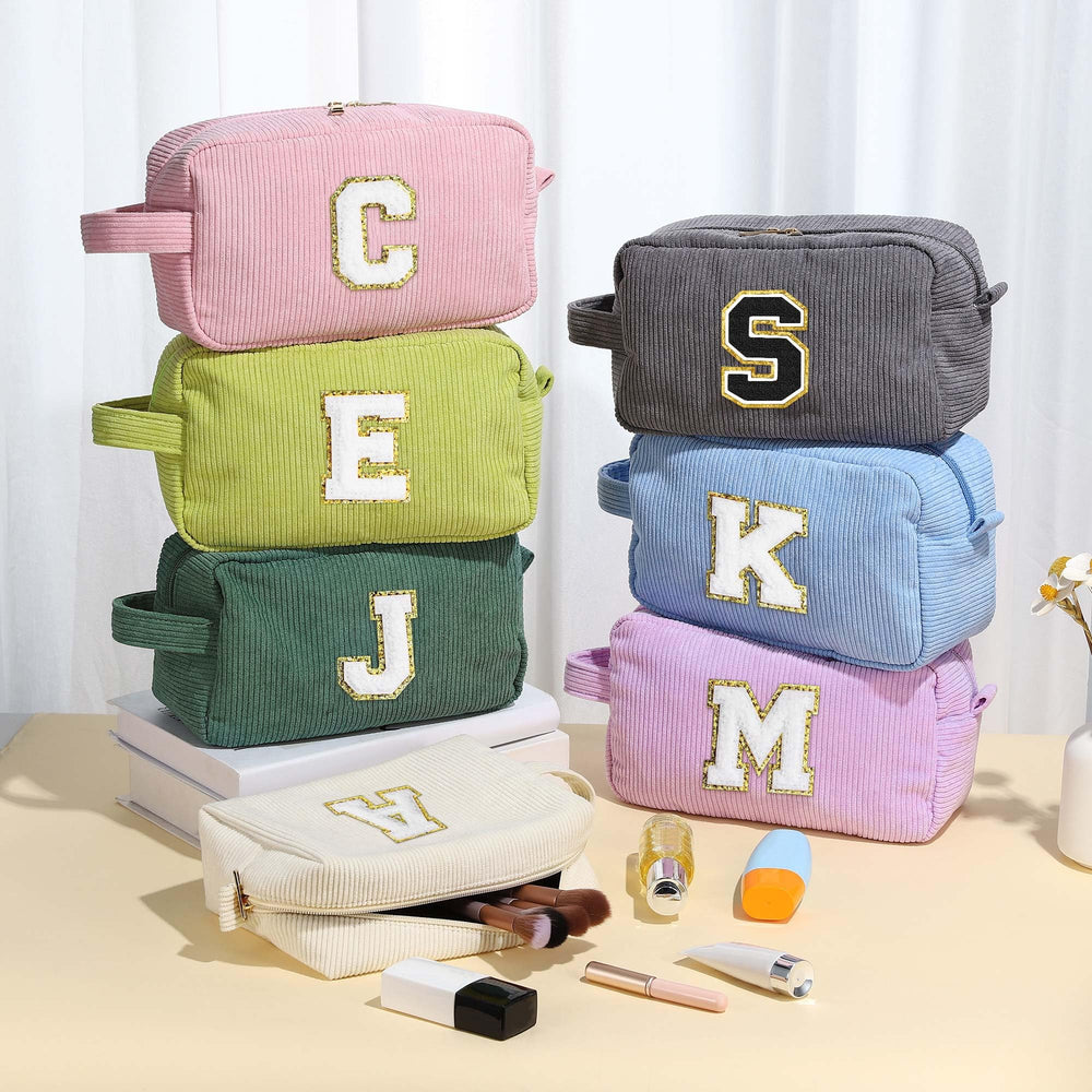 YOOLIFE corduroy makeup bag organization with multiple compartments for easy access.