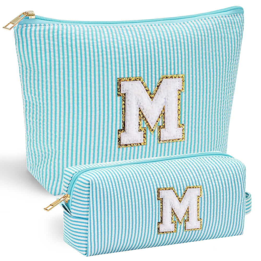 YOOLIFE cute makeup bag with chenille monogram on front for personalized style.