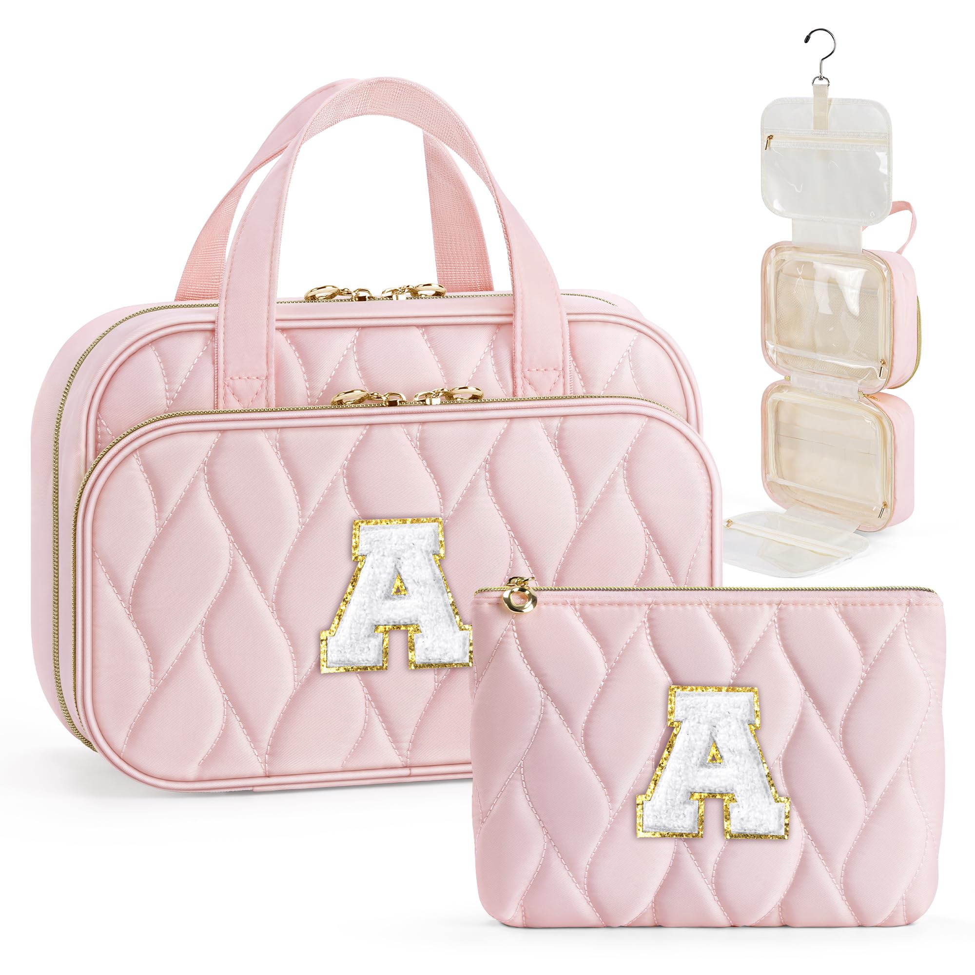 YOOLIFE hanging toiletry bag showing four compartments for organized travel