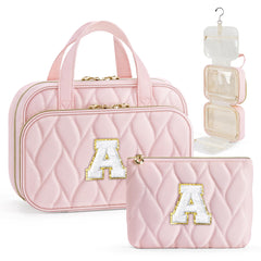 YOOLIFE hanging toiletry bag showing four compartments for organized travel