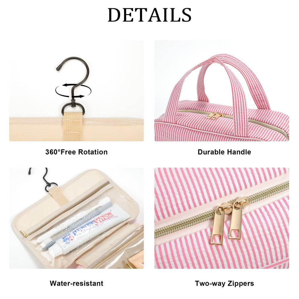 YOOLIFE hanging toiletry bag blue folded-flat design stays compact for travel