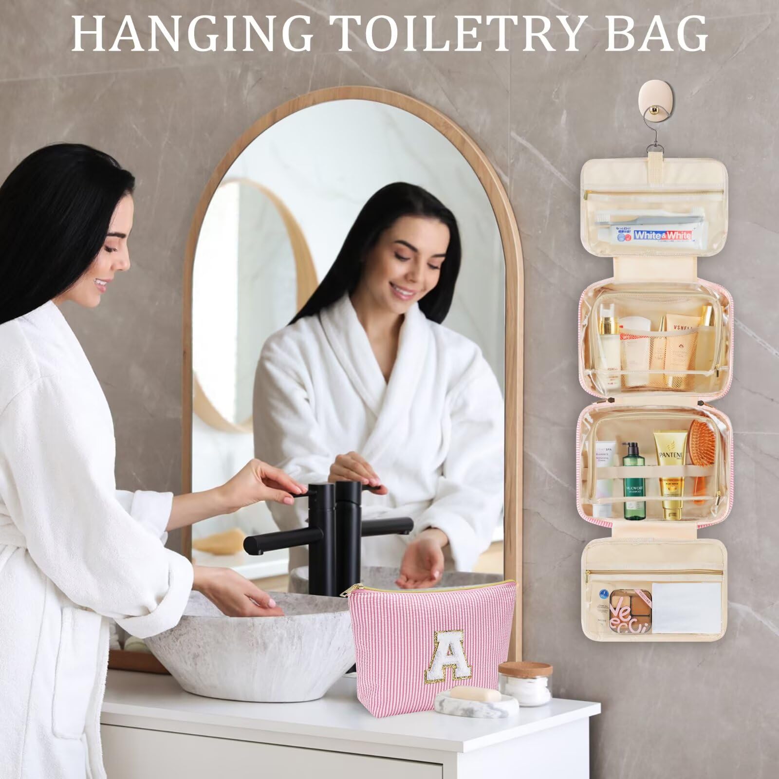 YOOLIFE hanging toiletry bag blue open compartments for quick visibility