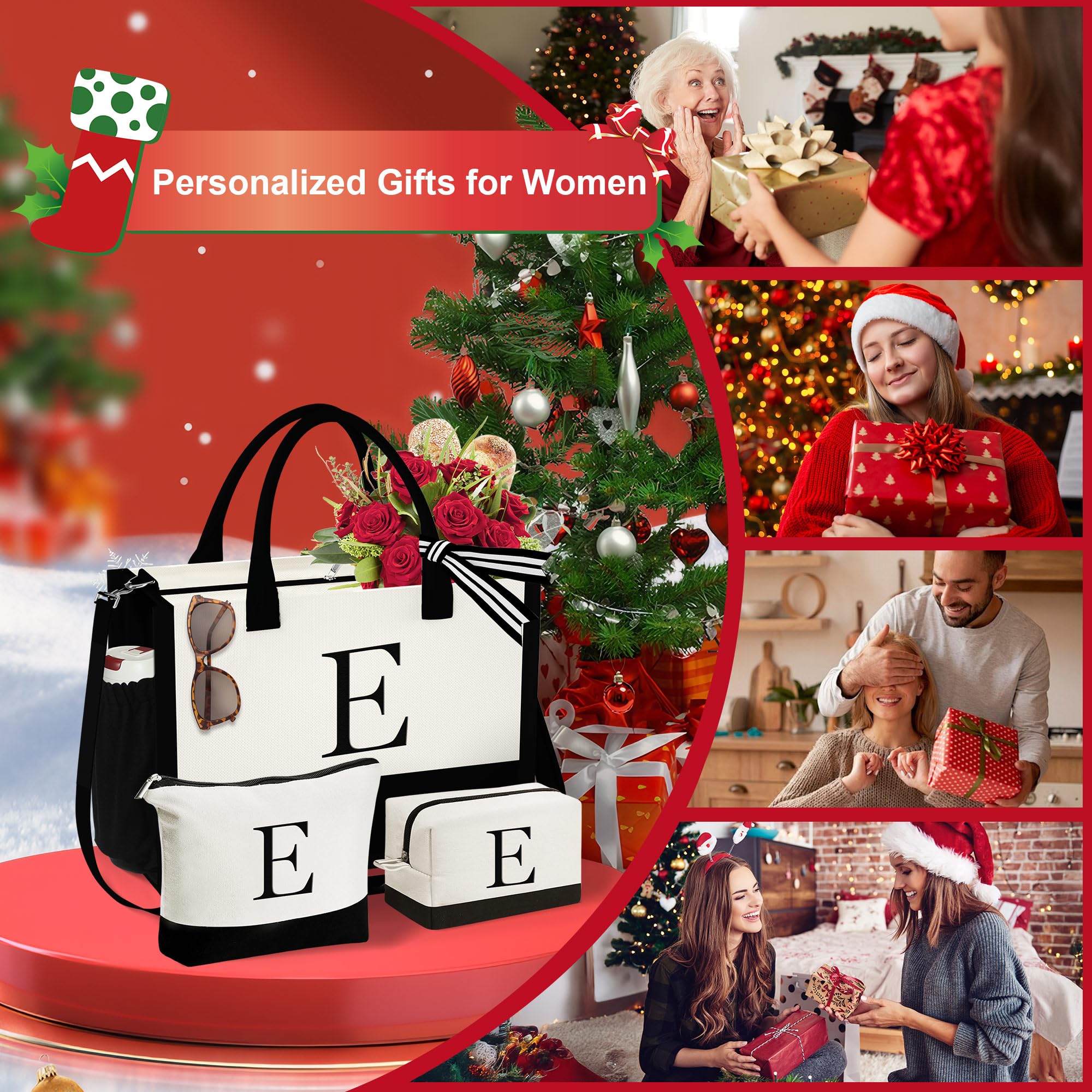 YOOLIFE initial canvas tote bag D top zipper keeps contents secure on the go