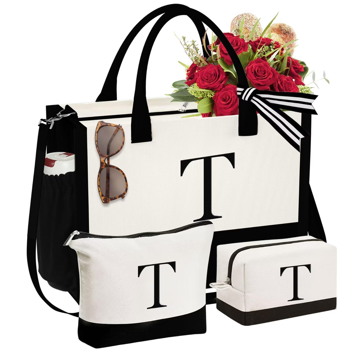 YOOLIFE initial canvas tote set overview showing versatile gift touch