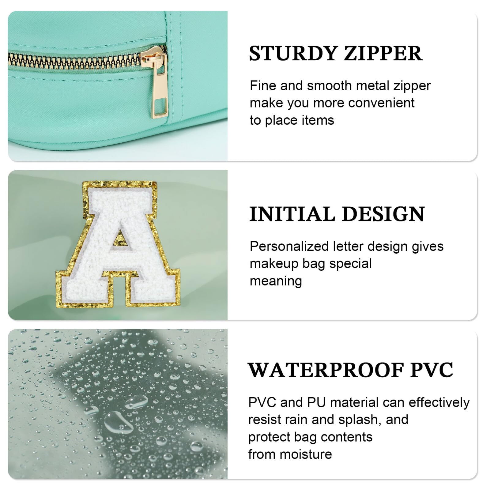 YOOLIFE Initial Clear Makeup Bag ideal for travel essentials and organization