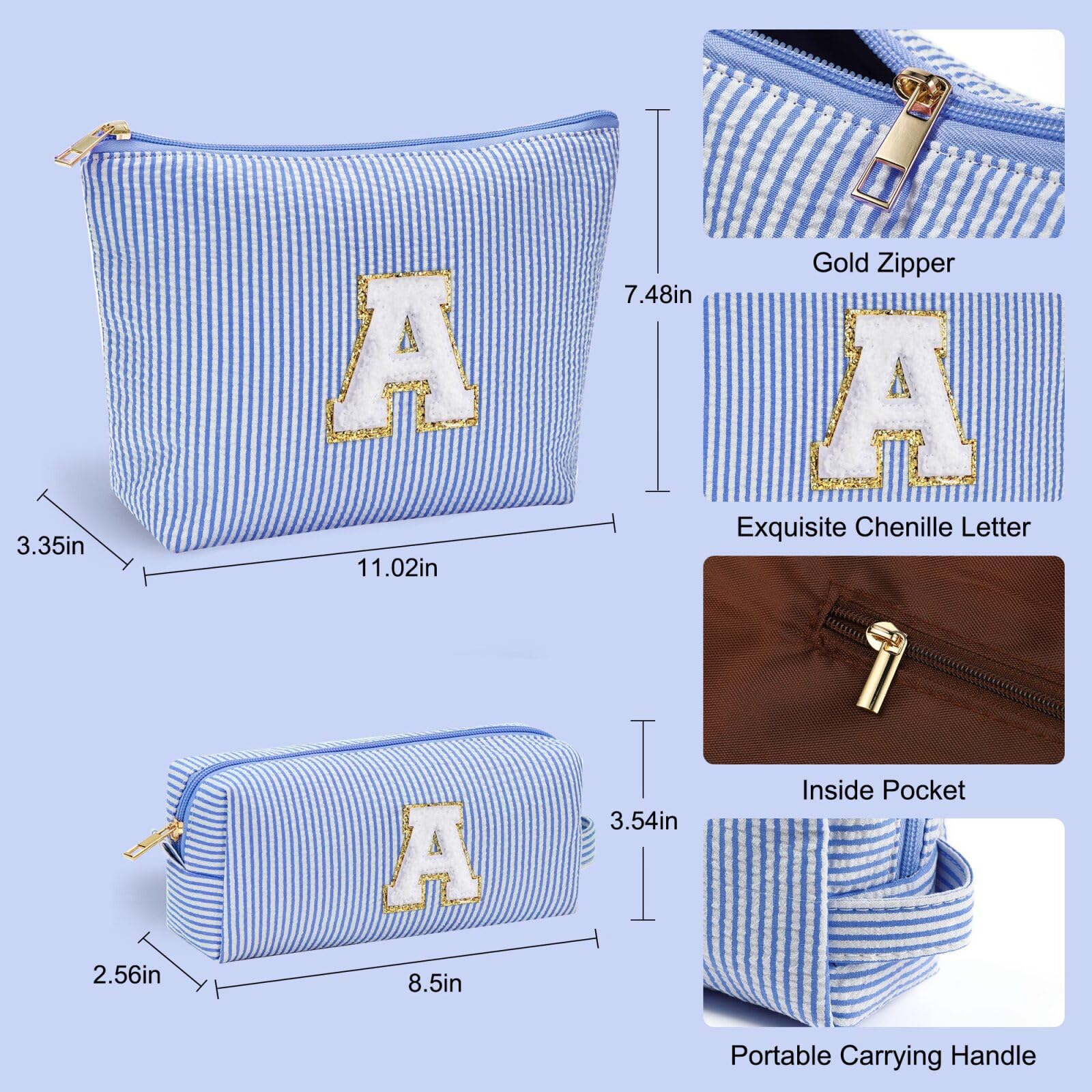 YOOLIFE Initial J makeup bag open zip reveals organized interior.