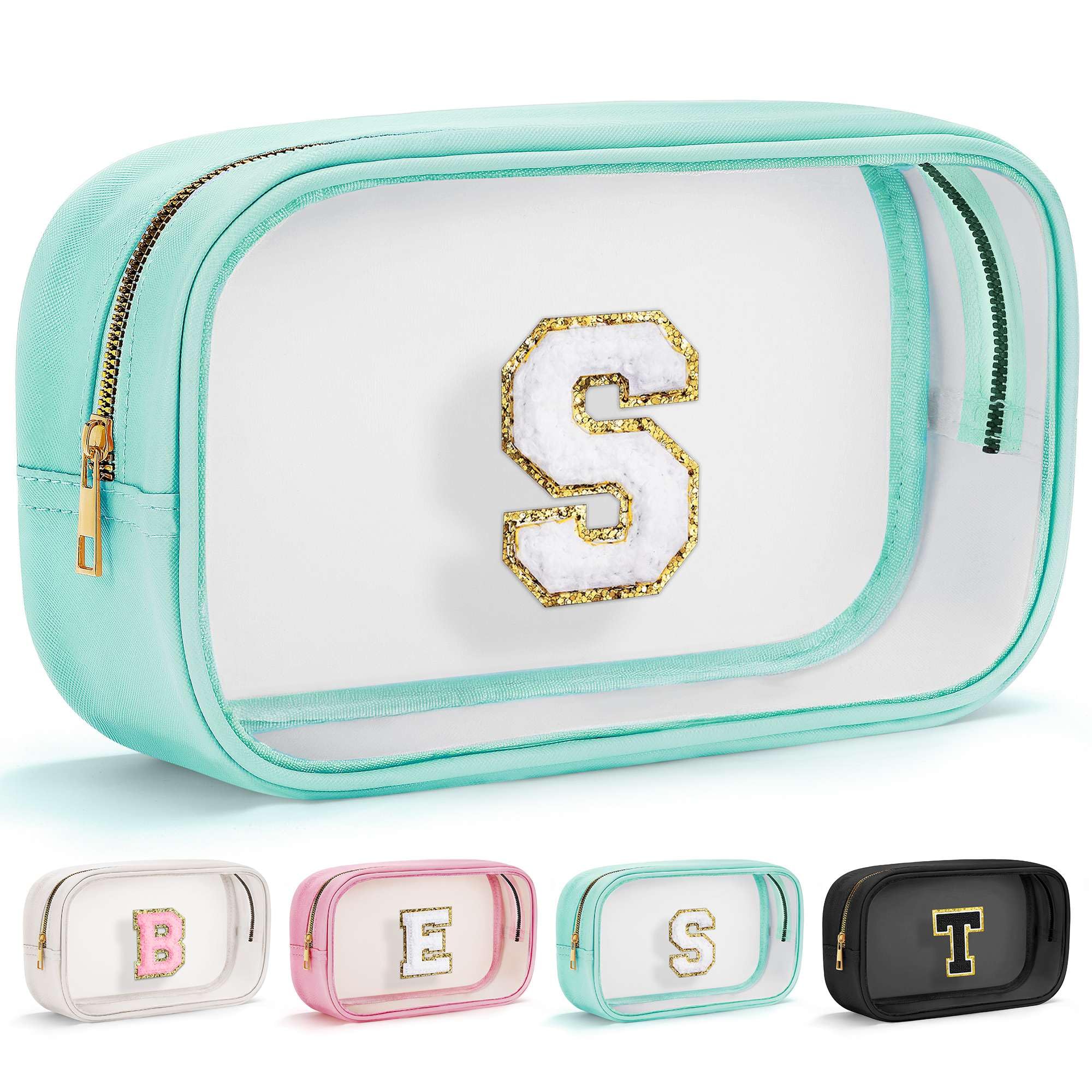 YOOLIFE Initial Make Up Bag clear design front view for quick visibility of contents