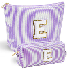 YOOLIFE initial makeup bag with chenille front letter design for chic organization