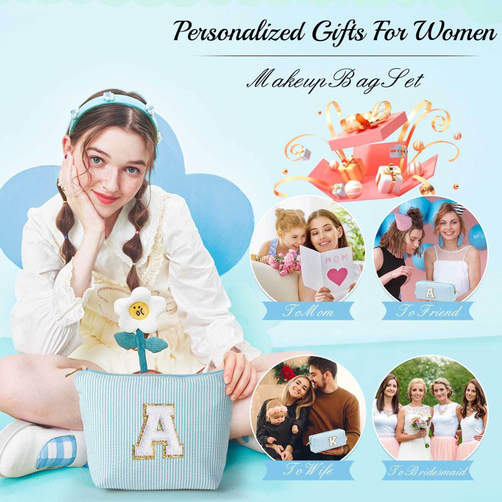 YOOLIFE initial makeup bag durable fabric supports daily use.