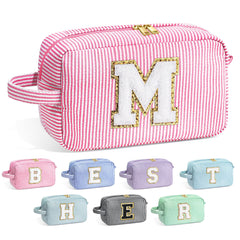YOOLIFE initial makeup bag front chenille letter for personalized gifting