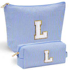 YOOLIFE Initial Makeup Bag front chenille letter for personalized teens