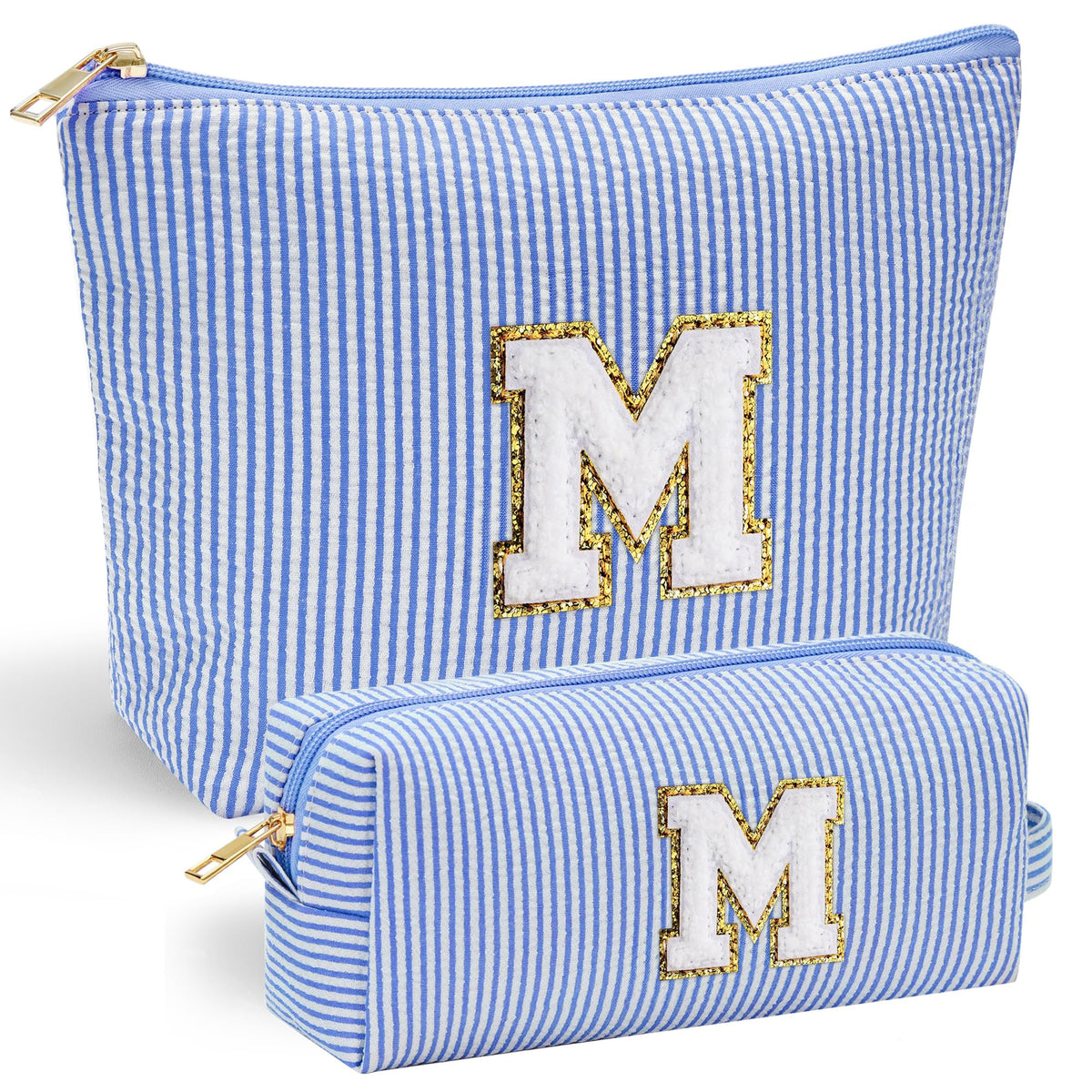 YOOLIFE Initial Makeup Bag front chenille letter design for personalized gifting