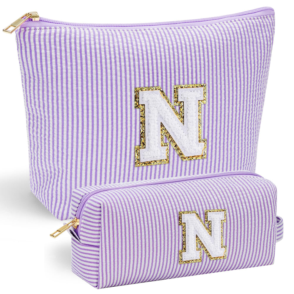 YOOLIFE initial makeup bag front chenille letter design that's durable and stylish