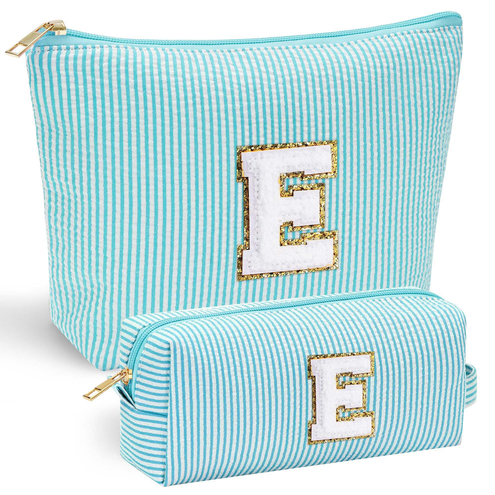 YOOLIFE makeup bag chenille-front shows a durable personalized initial