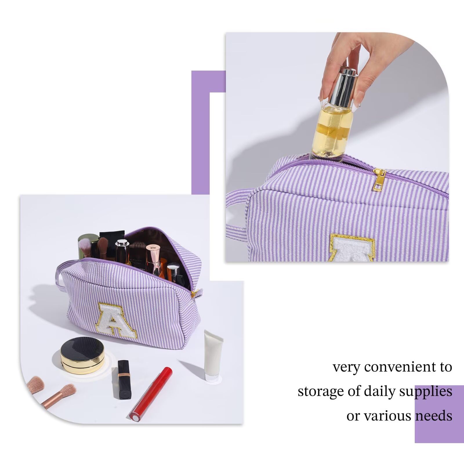 Front view highlighting YOOLIFE's stitched chenille initial design on the bag.