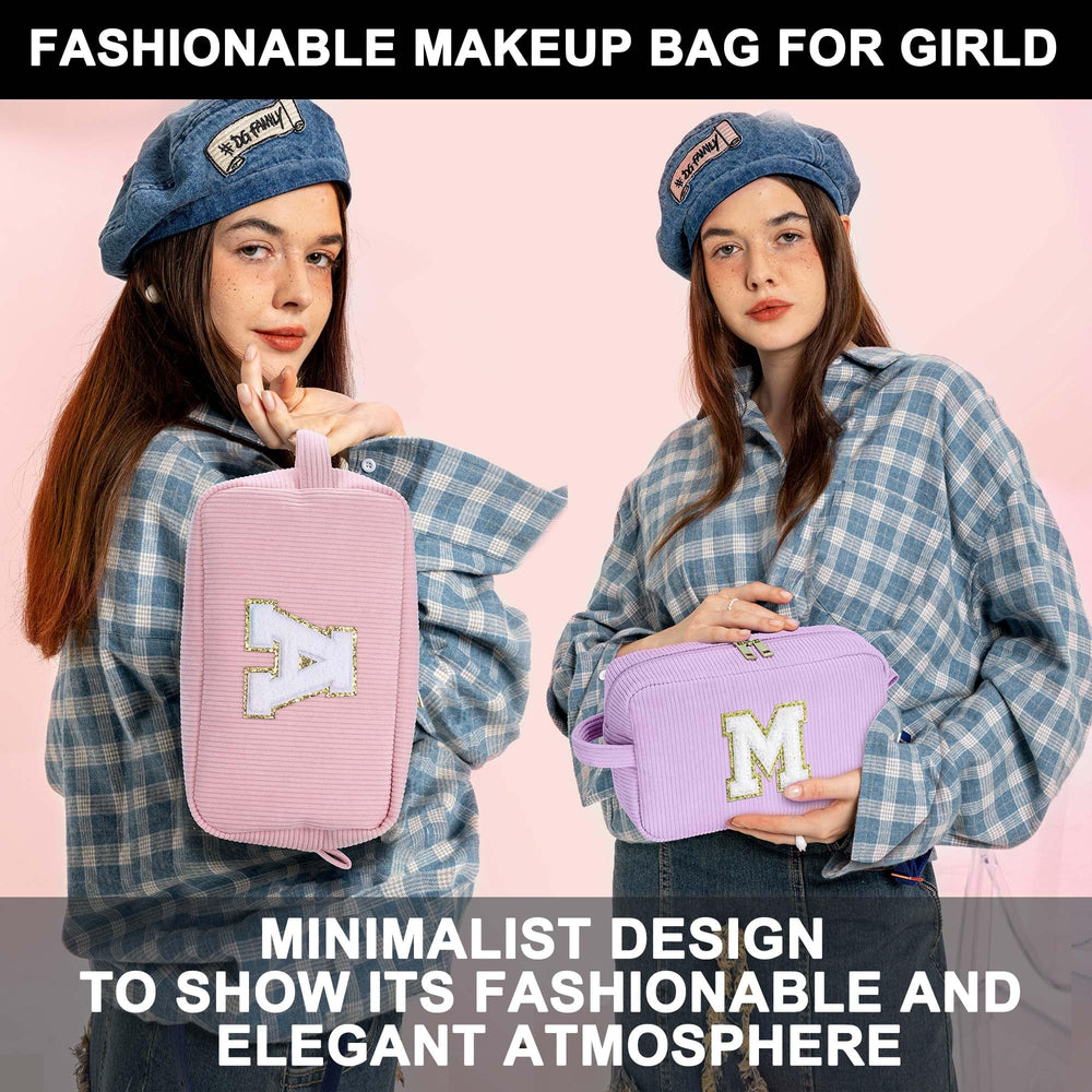 YOOLIFE makeup bag with double zippers for secure access to cosmetics.