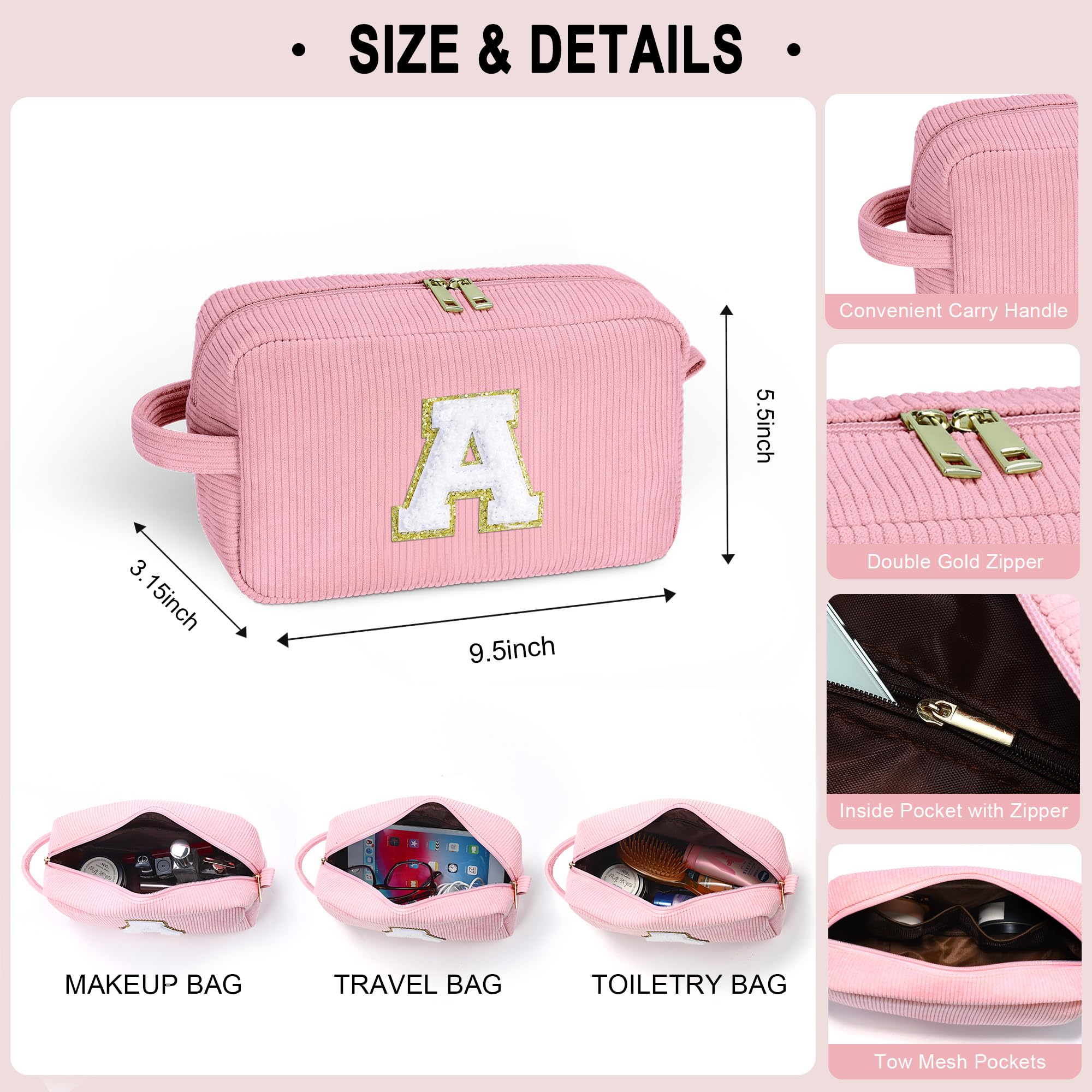 YOOLIFE makeup bag dual-zipper design for secure access