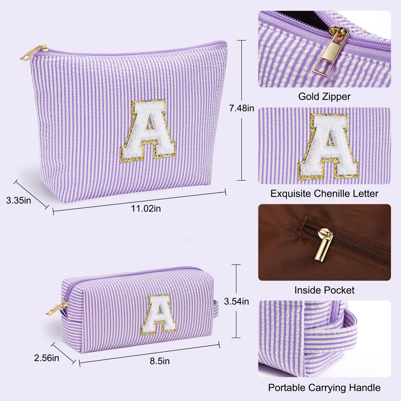 YOOLIFE large makeup pouch side view shows portable size for everyday carry.