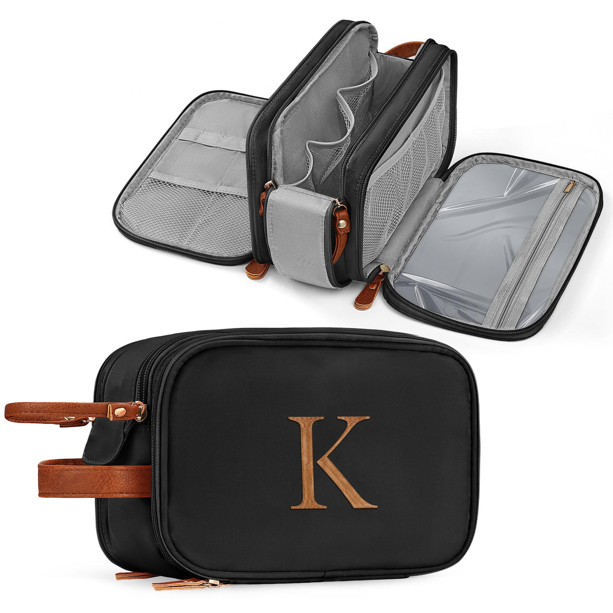 YOOLIFE travel toiletry bag black close-up shows durable exterior for travel