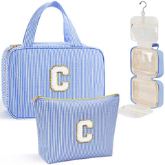 YOOLIFE travel toiletry bag hanging front view illustrates easy access to organized toiletries.