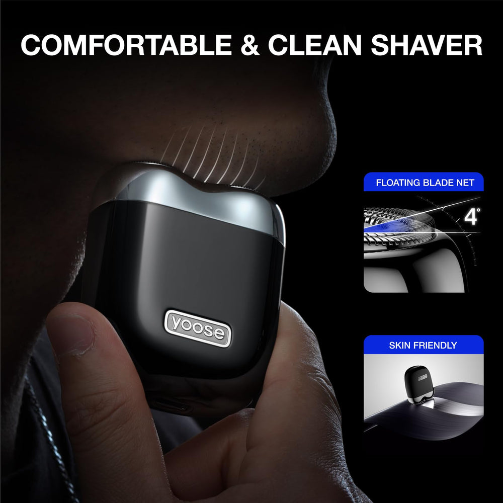Yoose Alloy Mini Shaver close-up blade image highlights sharp, skin-friendly German steel blades.