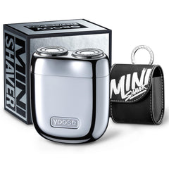 Yoose Alloy Mini Shaver front view shows compact portability for on-the-go grooming