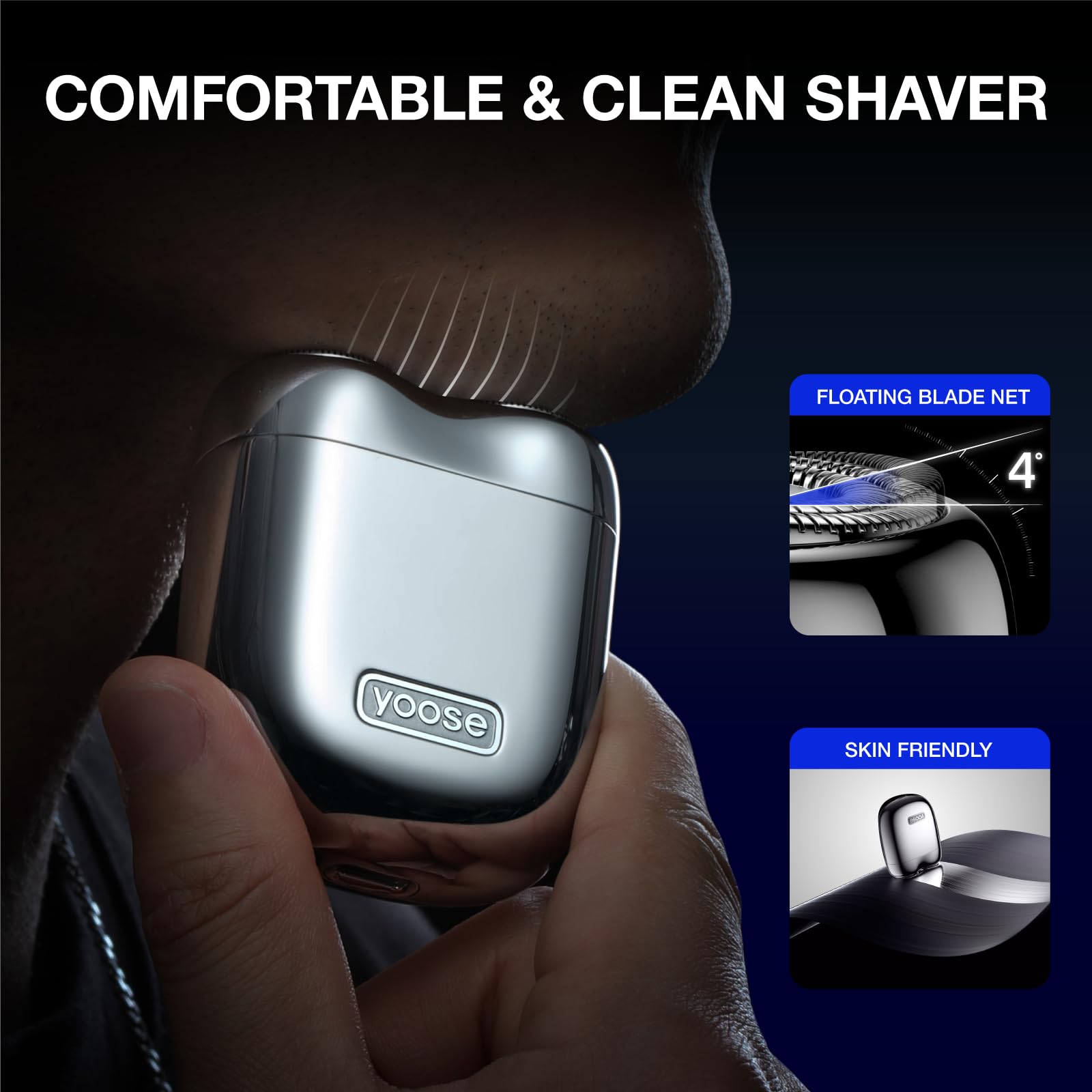 Yoose Alloy Mini Shaver magnetic detachable head enables quick cleaning
