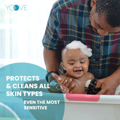 Yoove loofah on a stick back scrubber provides extended reach for back exfoliation.