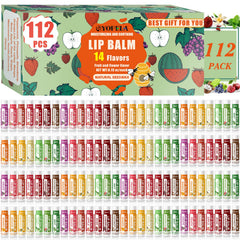 Yopela 112-pack lip balm with assorted flavors provides daily hydration.