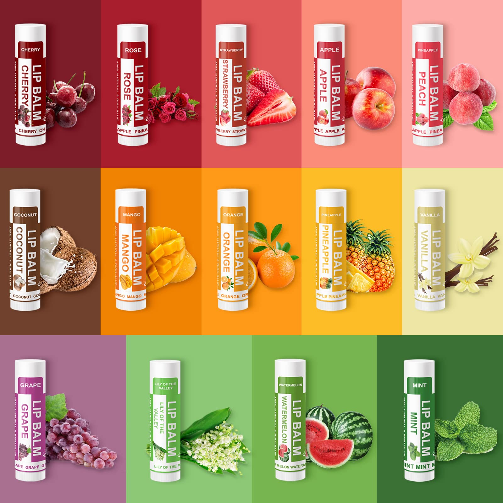 Yopela 14 flavor varieties illustrating scent and flavor diversity for lips