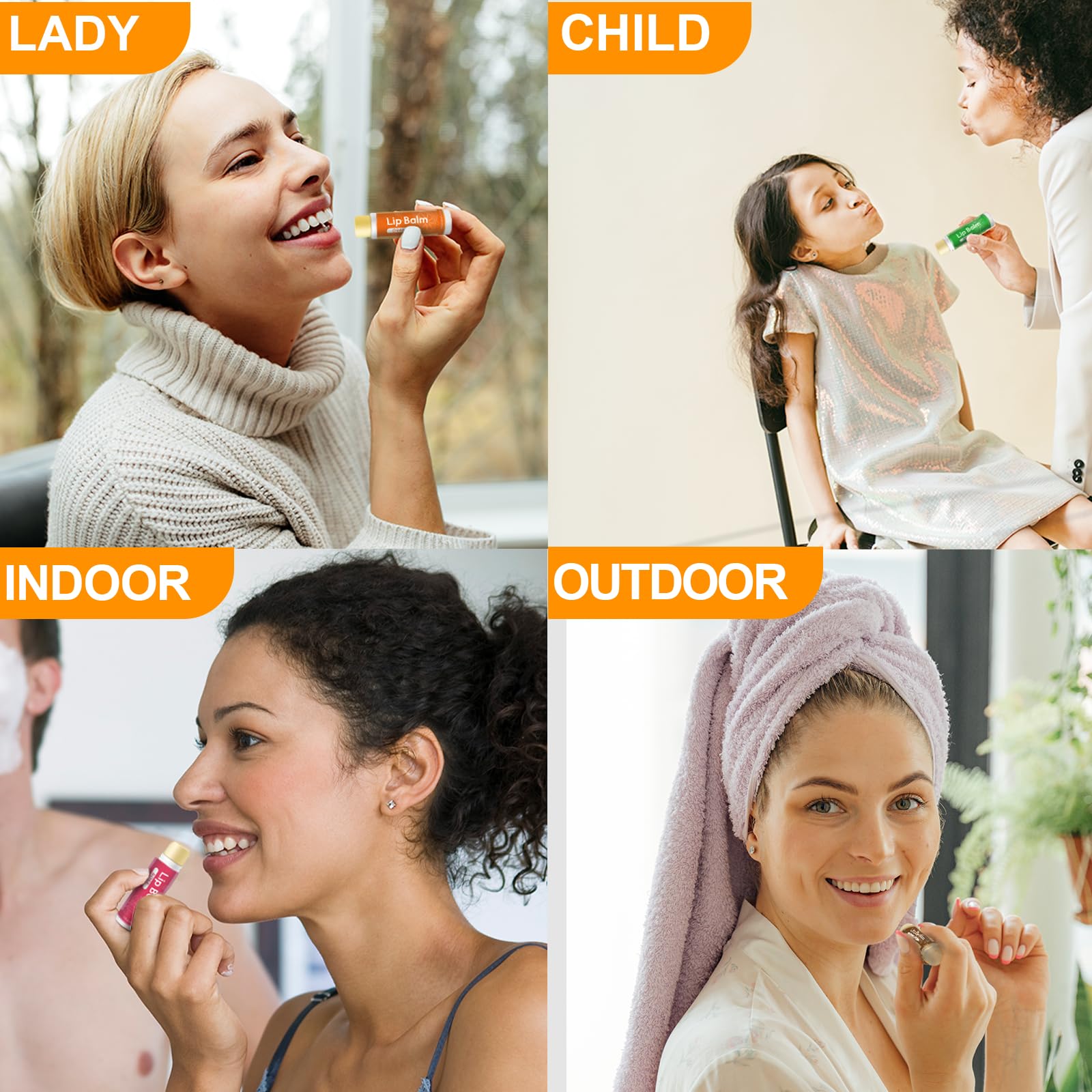 Yopela flavored lip balm options like rose, vanilla, and apple