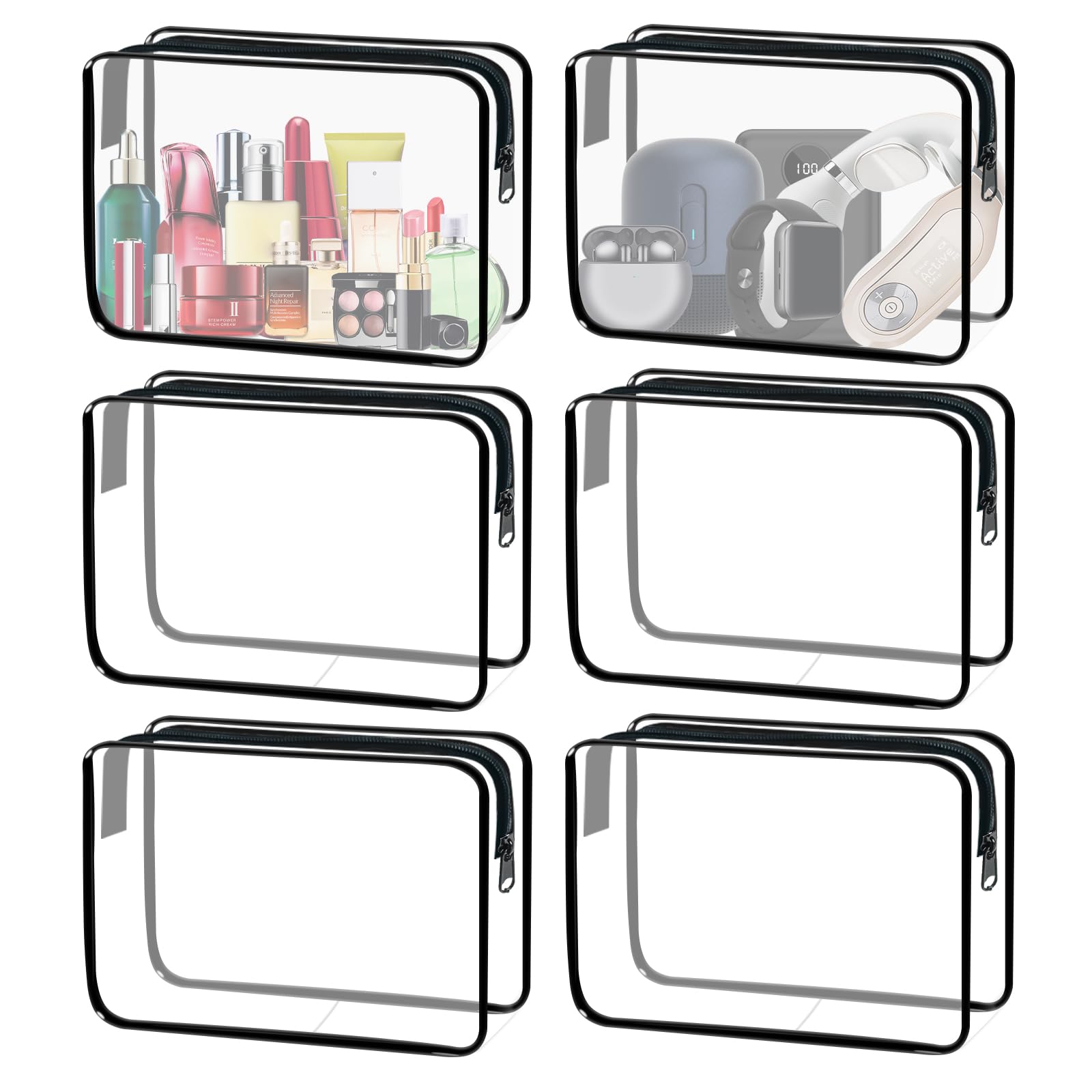 YOQIVEXU bolsas maquillaje transparentes 6 piezas, ideal para organizar el kit de viaje.
