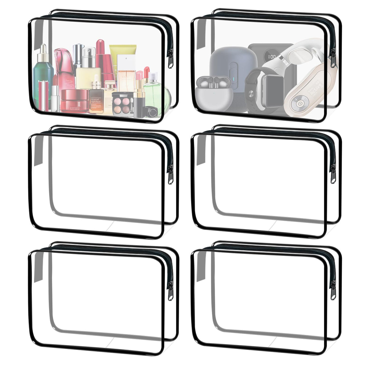 YOQIVEXU bolsas maquillaje transparentes 6 piezas, ideal para organizar el kit de viaje.
