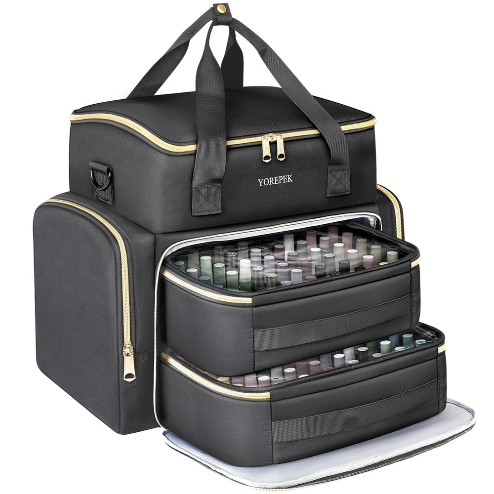 YOREPEK nail polish organizer case full setup showing high capacity and portability.