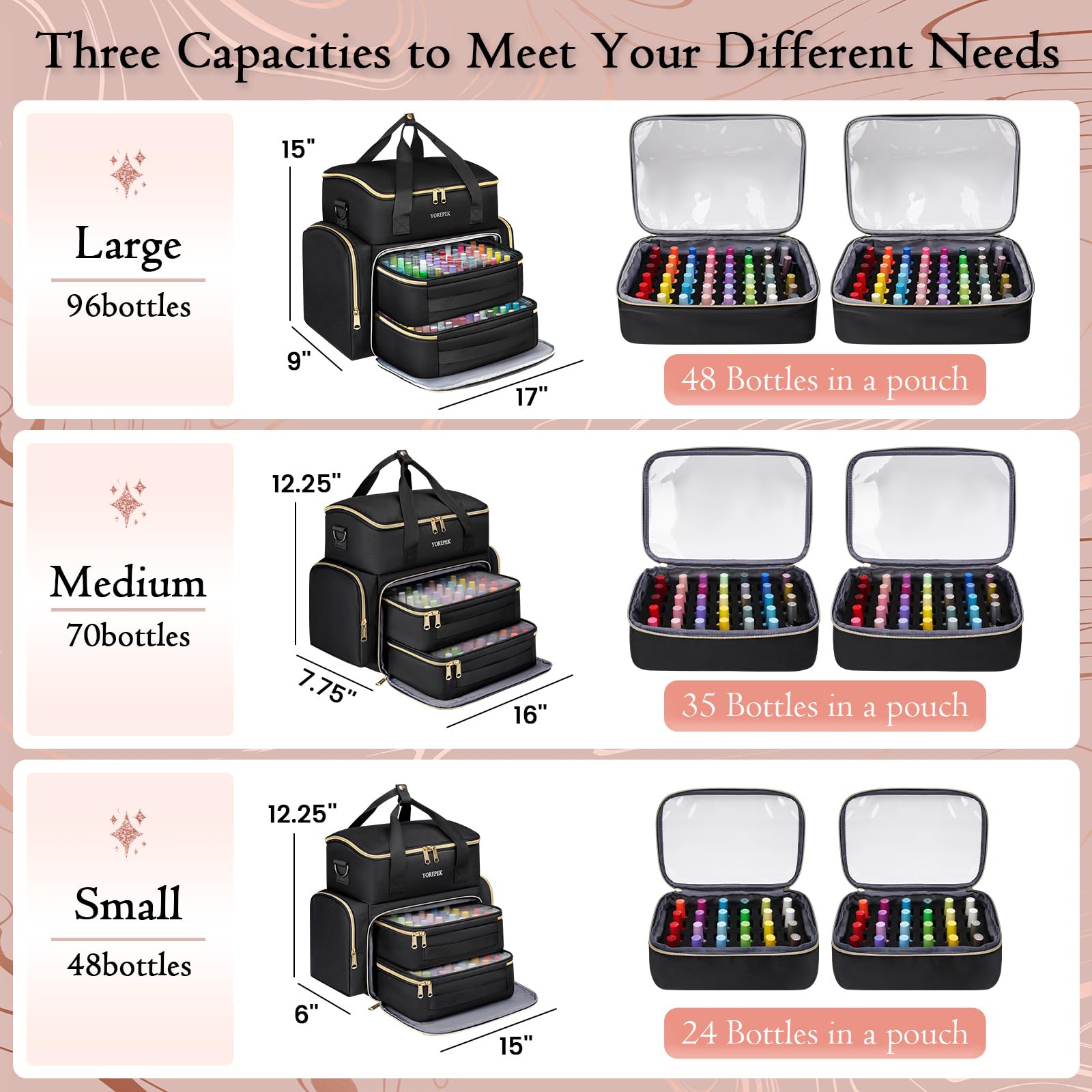 YOREPEK organizer case with removable pouches for flexible setup.