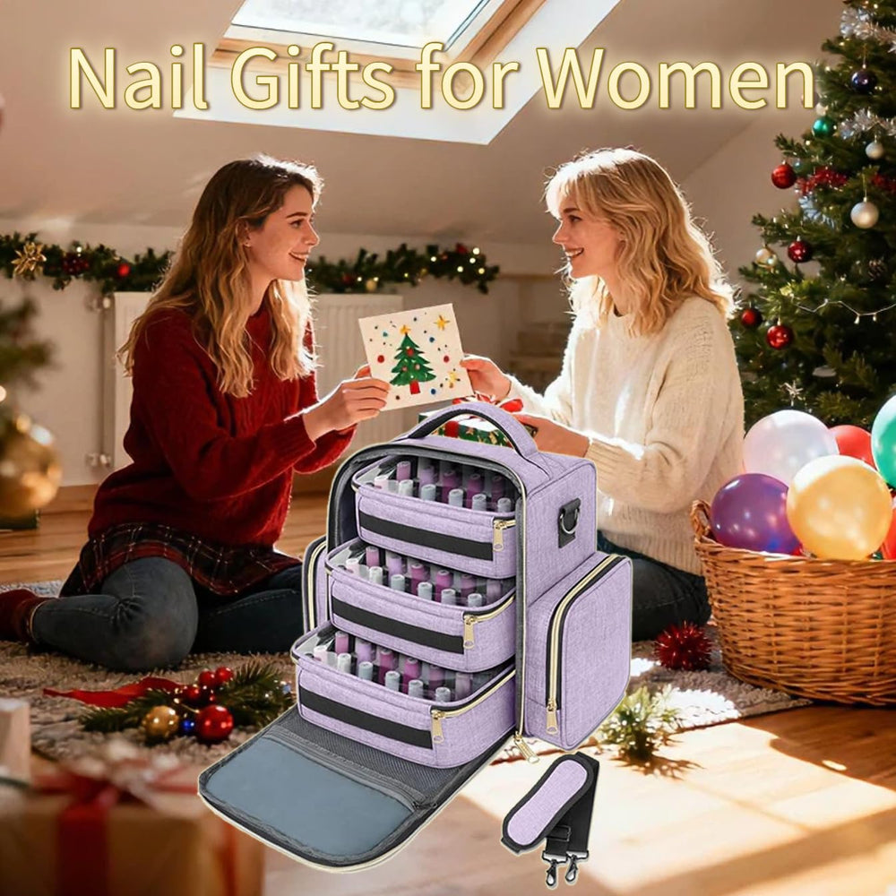 YOREPEK nail polish organizer with three removable pouches for flexible setup