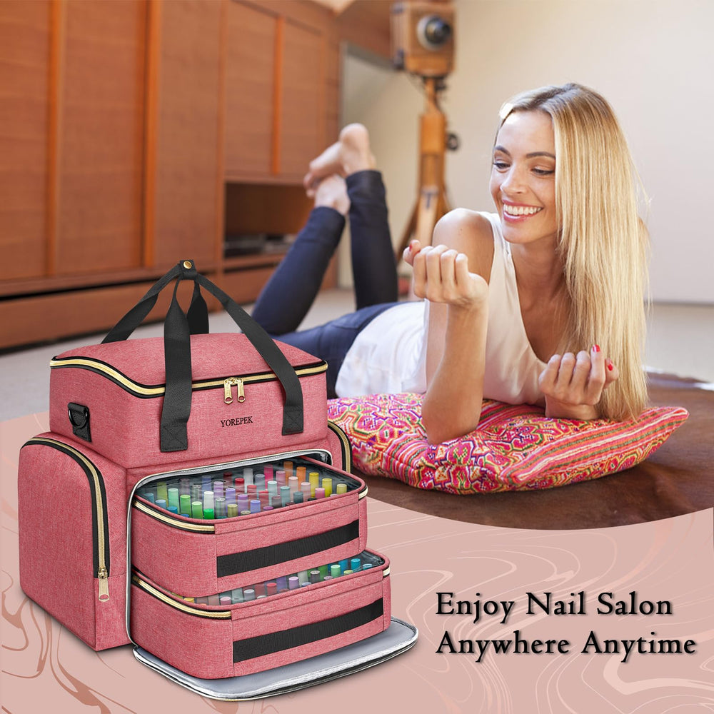 YOREPEK nail polish organizer adjustable dividers in the main section