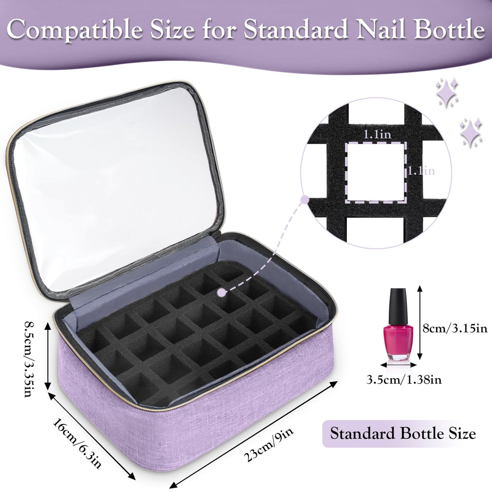 YOREPEK nail polish organizer front pocket ready for stickers and clippers