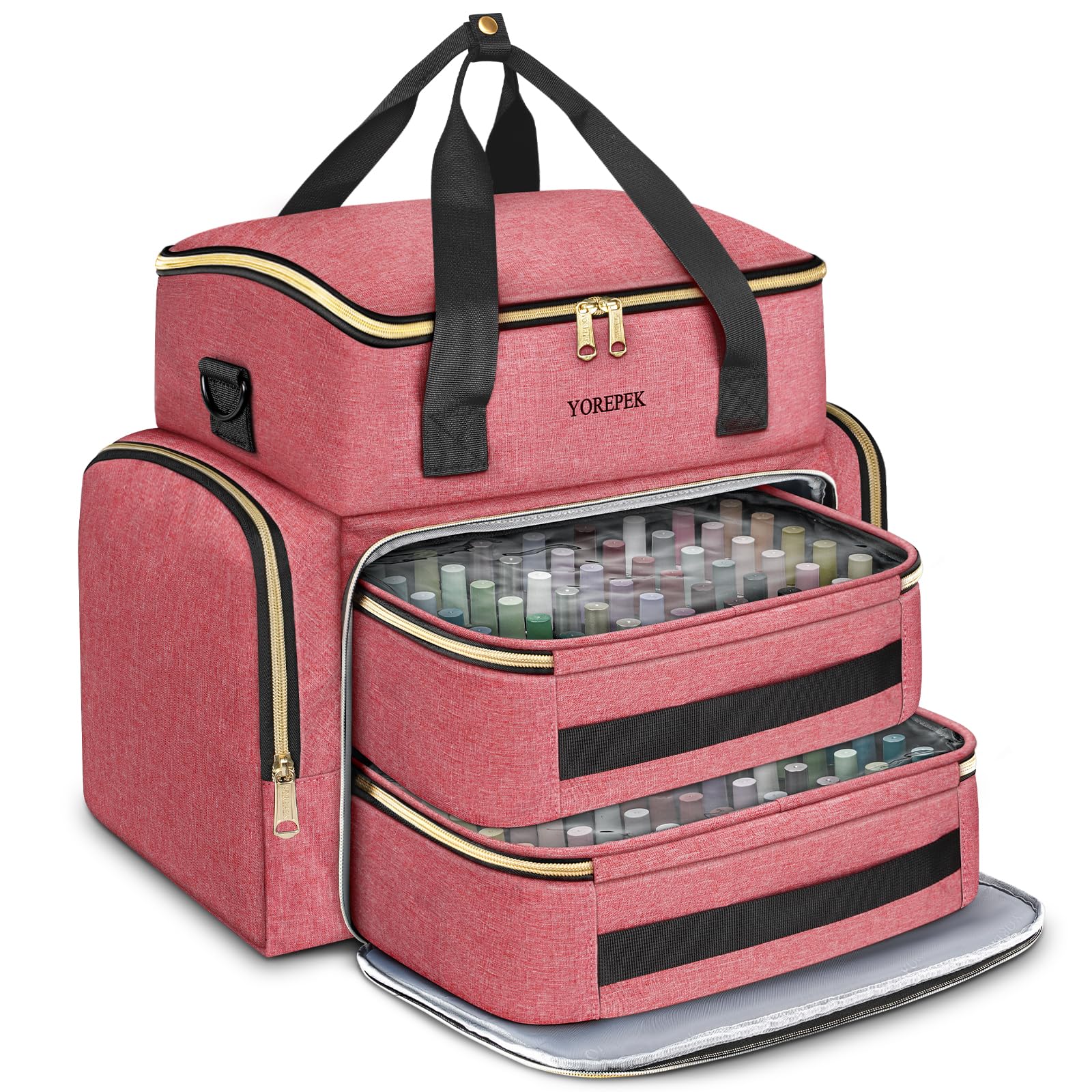 YOREPEK nail polish organizer front view with spacious case and sturdy lid