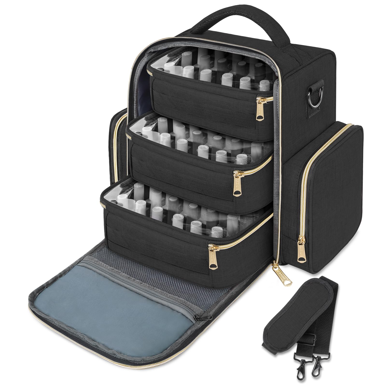 YOREPEK Nail Polish Organizer front view shows spacious interior for 72 bottles