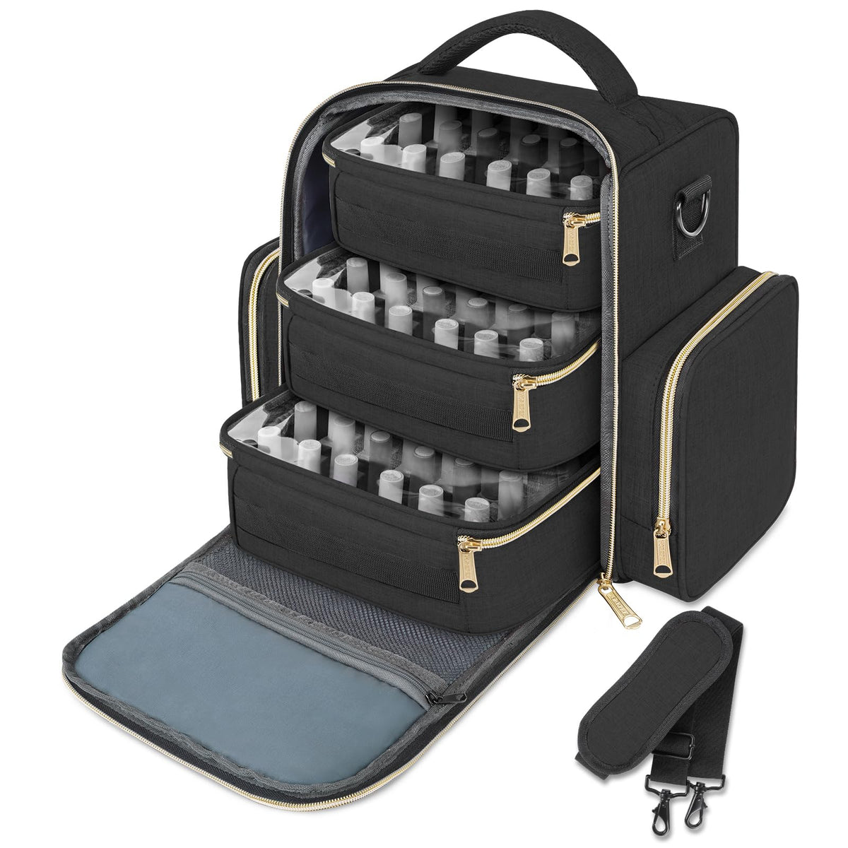 YOREPEK Nail Polish Organizer front view shows spacious interior for 72 bottles