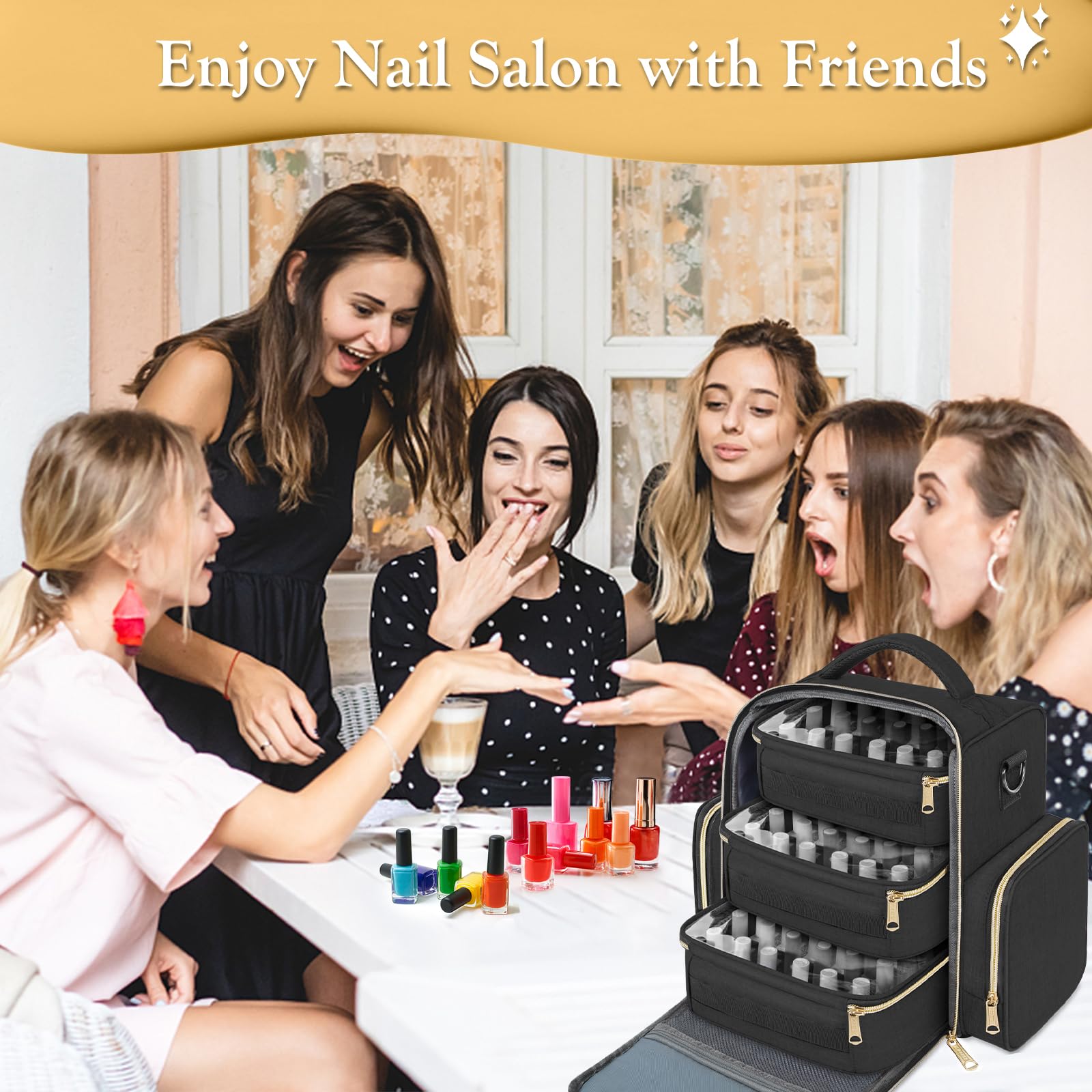 YOREPEK Nail Polish Organizer repurposed as makeup bag for cosmetics