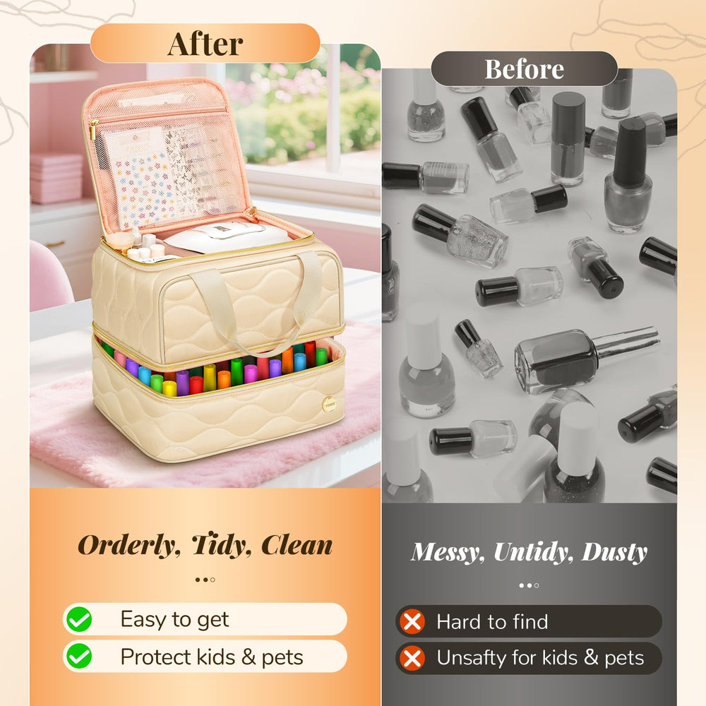 YOREPEK nail-polish-organizer-mesh-pocket features a large mesh pocket for stickers.
