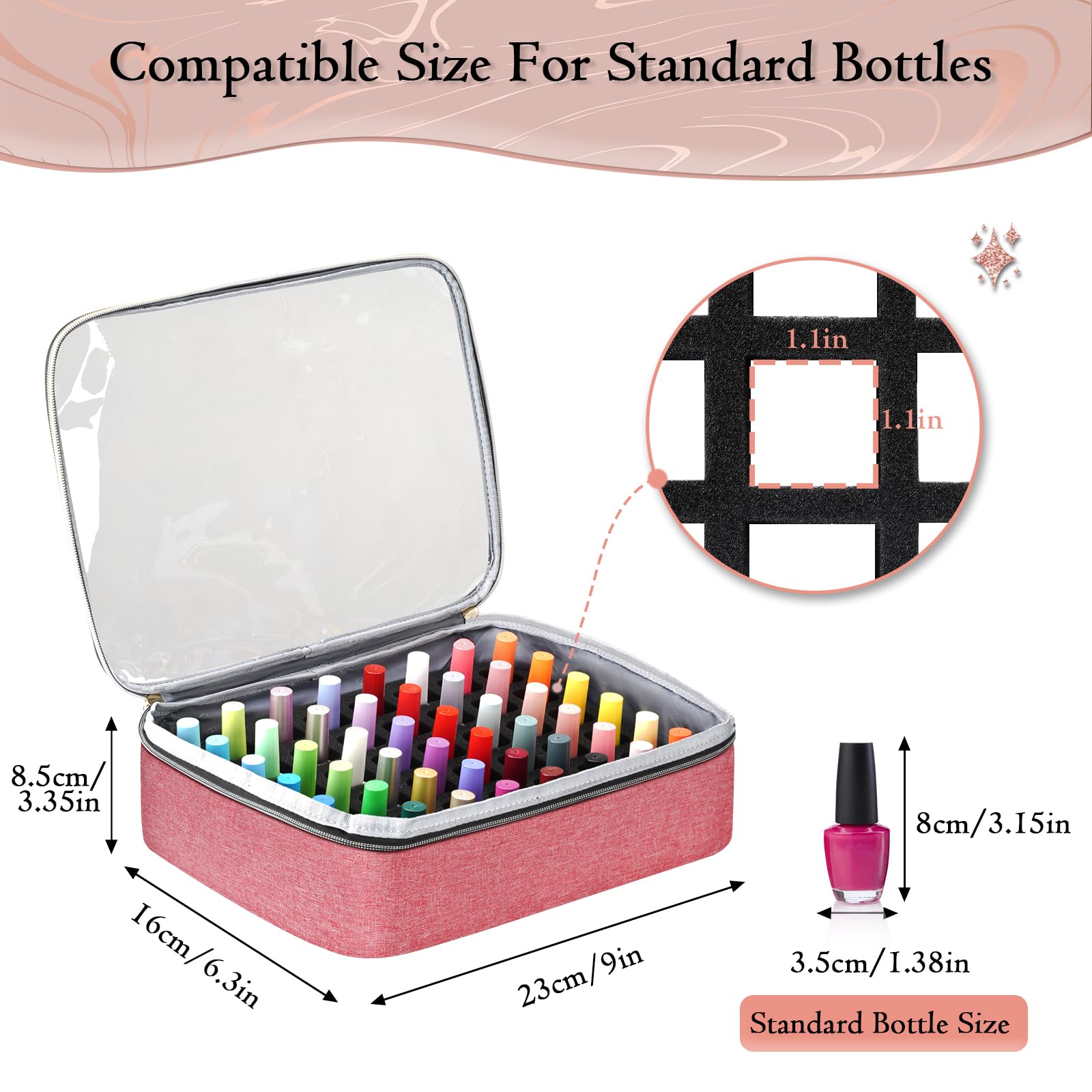 YOREPEK nail polish organizer interior with foam inserts protecting bottles