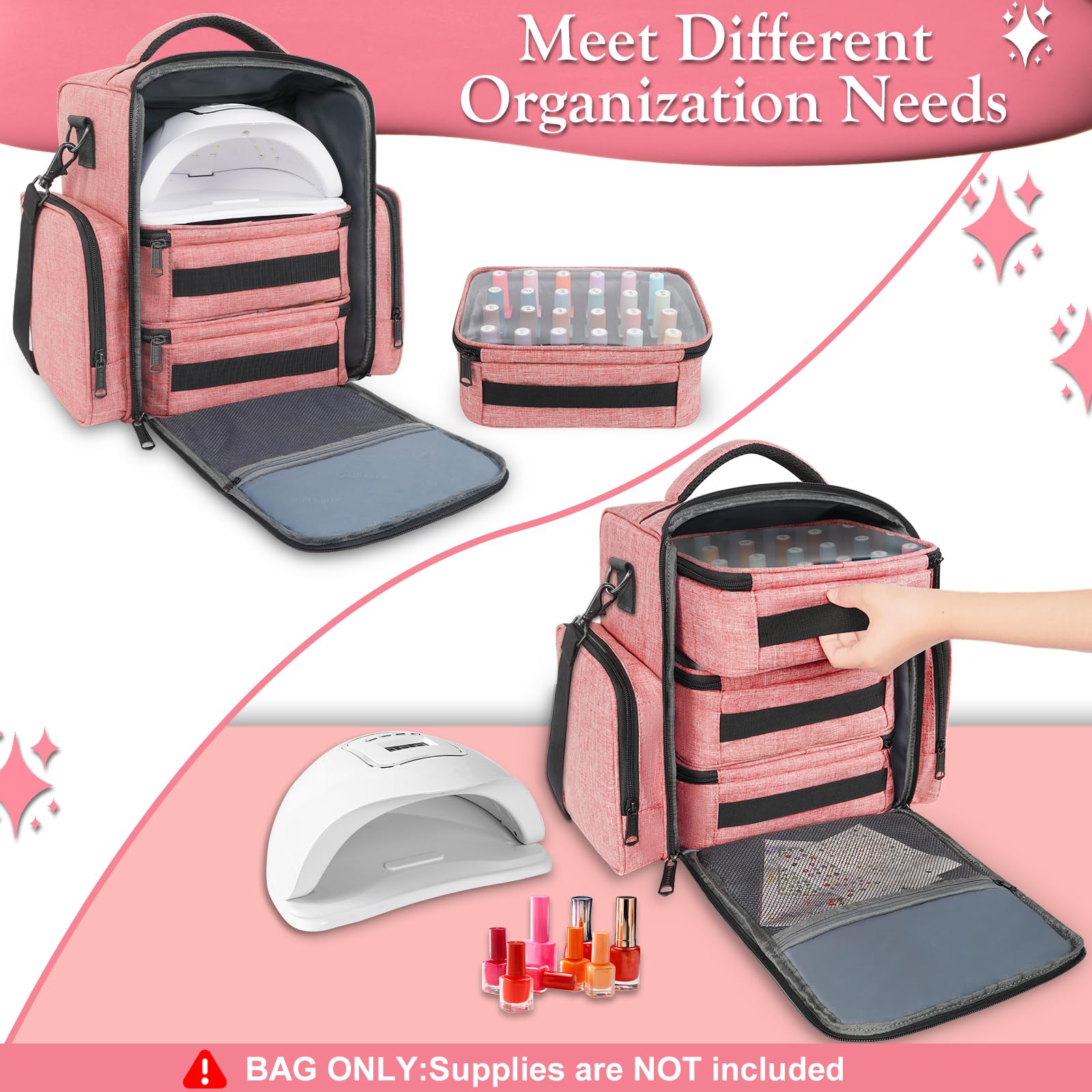 YOREPEK nail polish organizer removable pouches for flexible customization