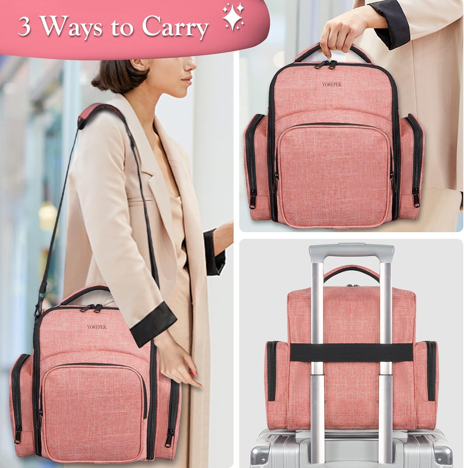 YOREPEK nail polish organizer shoulder carry option for hands-free travel