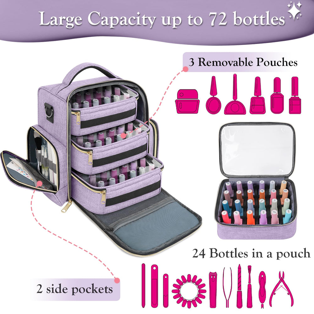 YOREPEK nail polish organizer side pockets for brushes and cuticle tools