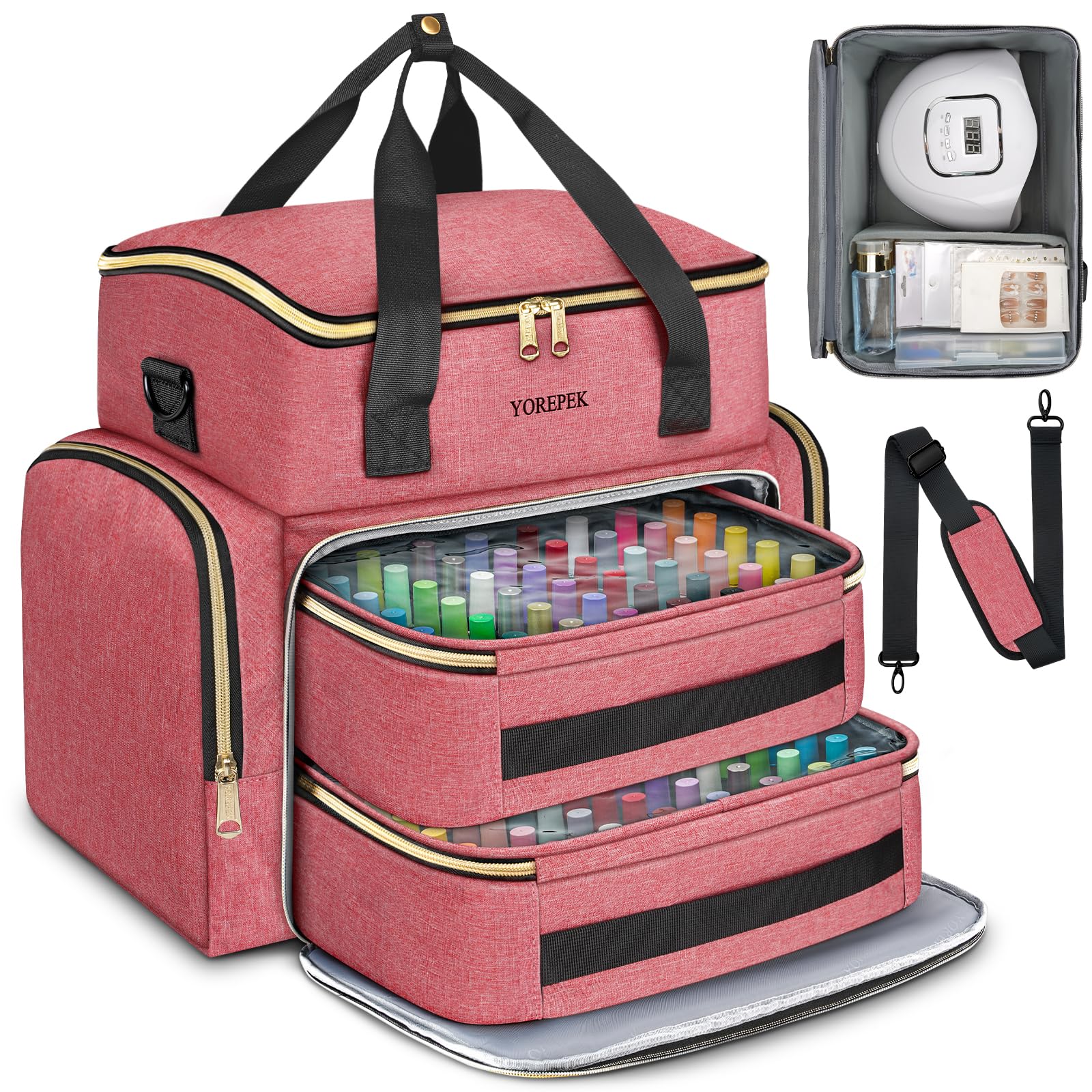 YOREPEK nail polish organizer with built in lamp space