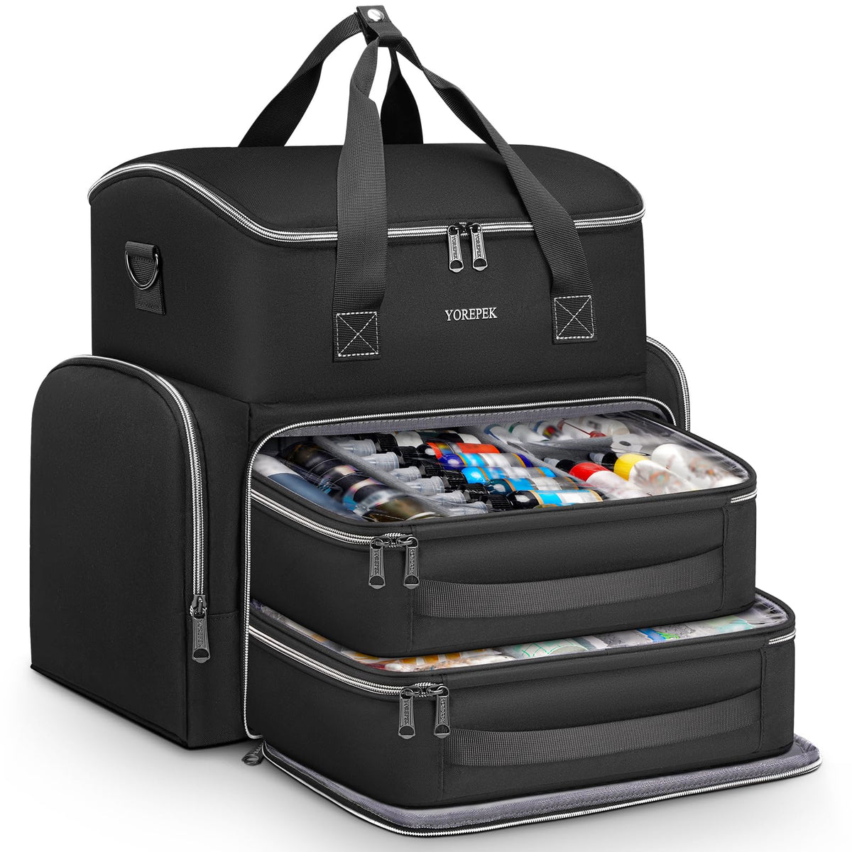 YOREPEK Tattoo Travel Case front view shows portable organization for on-the-go sessions.